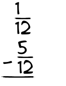 What is 1/12 - 5/12?