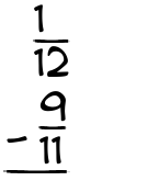 What is 1/12 - 9/11?