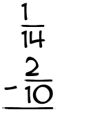 What is 1/14 - 2/10?