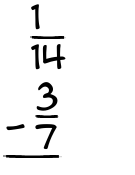 What is 1/14 - 3/7?