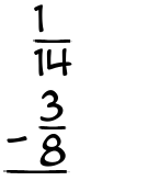 What is 1/14 - 3/8?