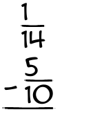 What is 1/14 - 5/10?