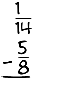 What is 1/14 - 5/8?