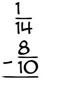 What is 1/14 - 8/10?