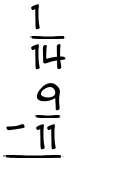 What is 1/14 - 9/11?