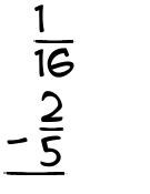 What is 1/16 - 2/5?