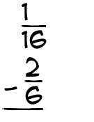 What is 1/16 - 2/6?
