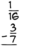 What is 1/16 - 3/7?