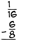 What is 1/16 - 6/8?