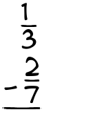 What is 1/3 - 2/7?