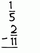 What is 1/5 - 2/11?