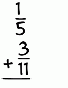 What is 1/5 + 3/11?
