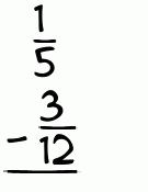 What is 1/5 - 3/12?