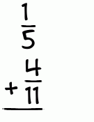 What is 1/5 + 4/11?