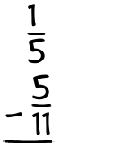 What is 1/5 - 5/11?