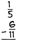 What is 1/5 - 6/11?