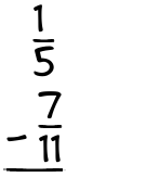 What is 1/5 - 7/11?