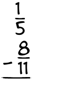 What is 1/5 - 8/11?