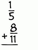 What is 1/5 + 8/11?