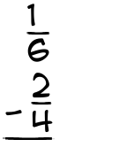 What is 1/6 - 2/4?