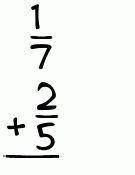 What is 1/7 + 2/5?
