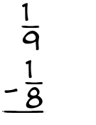 What is 1/9 - 1/8?