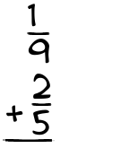 What is 1/9 + 2/5?