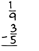 What is 1/9 - 3/5?