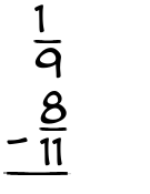 What is 1/9 - 8/11?