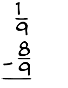 What is 1/9 - 8/9?