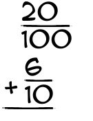What is 20/100 + 6/10?
