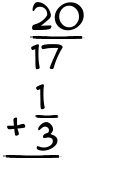 What is 20/17 + 1/3?
