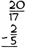 What is 20/17 - 2/5?