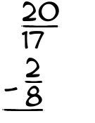 What is 20/17 - 2/8?