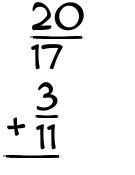 What is 20/17 + 3/11?