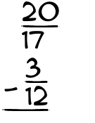 What is 20/17 - 3/12?