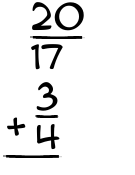 What is 20/17 + 3/4?
