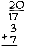 What is 20/17 + 3/7?