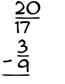 What is 20/17 - 3/9?