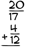 What is 20/17 + 4/12?