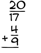 What is 20/17 + 4/9?
