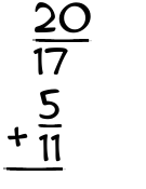 What is 20/17 + 5/11?