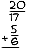 What is 20/17 + 5/6?