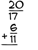 What is 20/17 + 6/11?