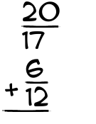What is 20/17 + 6/12?