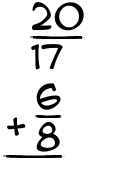What is 20/17 + 6/8?