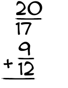 What is 20/17 + 9/12?