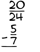 What is 20/24 - 5/7?