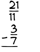 What is 21/11 - 3/7?