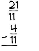 What is 21/11 - 4/11?